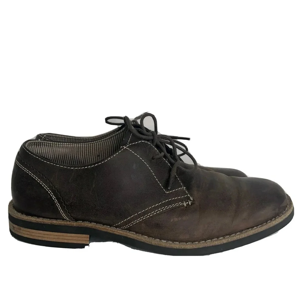 Penguin Waylon Mens Distressed Brown Leather Oxford Shoes‎ Size 9 Lace Up SH714